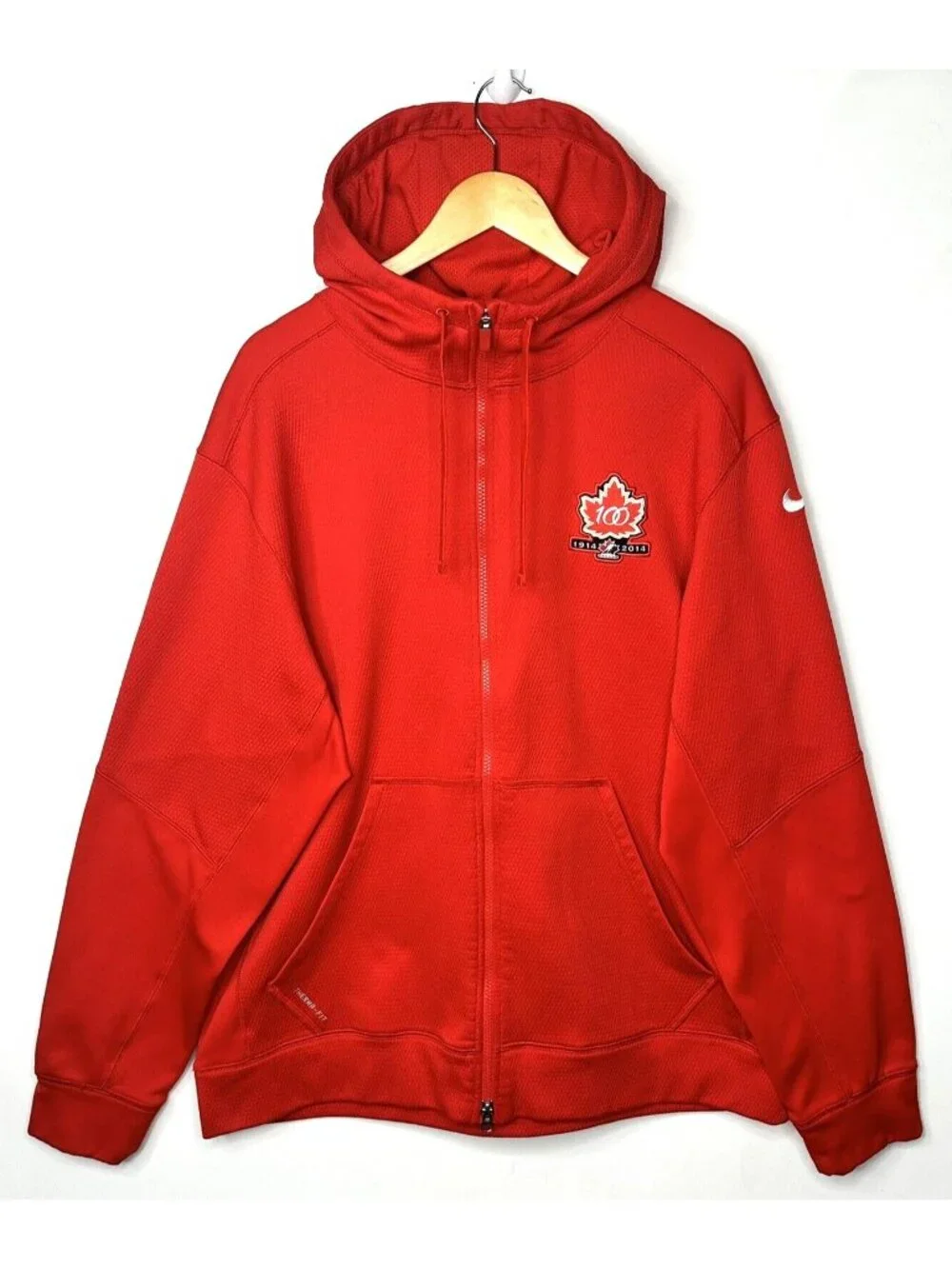 Nike Team Canada Hockey Hoodie Mens XL Therma-FIT Full Zip 100 Years Olympic Red